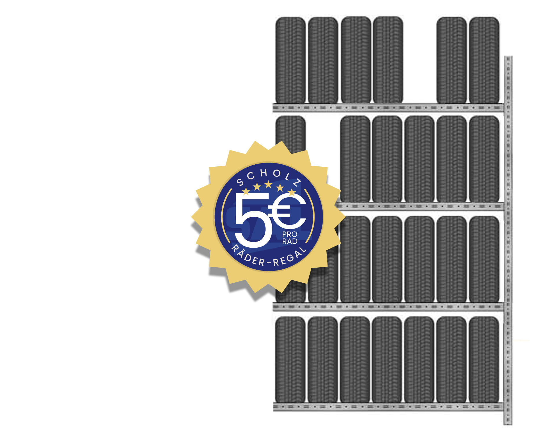TOPSELLER Anbaufeld für Räderregal MEGOBULLY 3 Ebenen 1680 breit